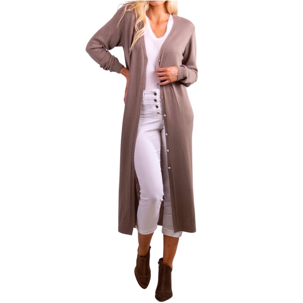 💎RARE💎Gigi Moda Beige Long Cardigan Size Medium *MADE IN ITALY*​